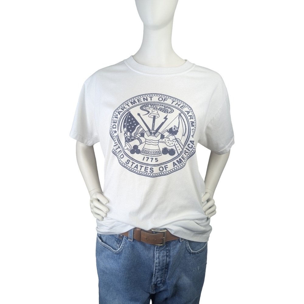 Vintage 80s Single Stitch American Army Tee | Hong Kong Cotton | Streetwear | M